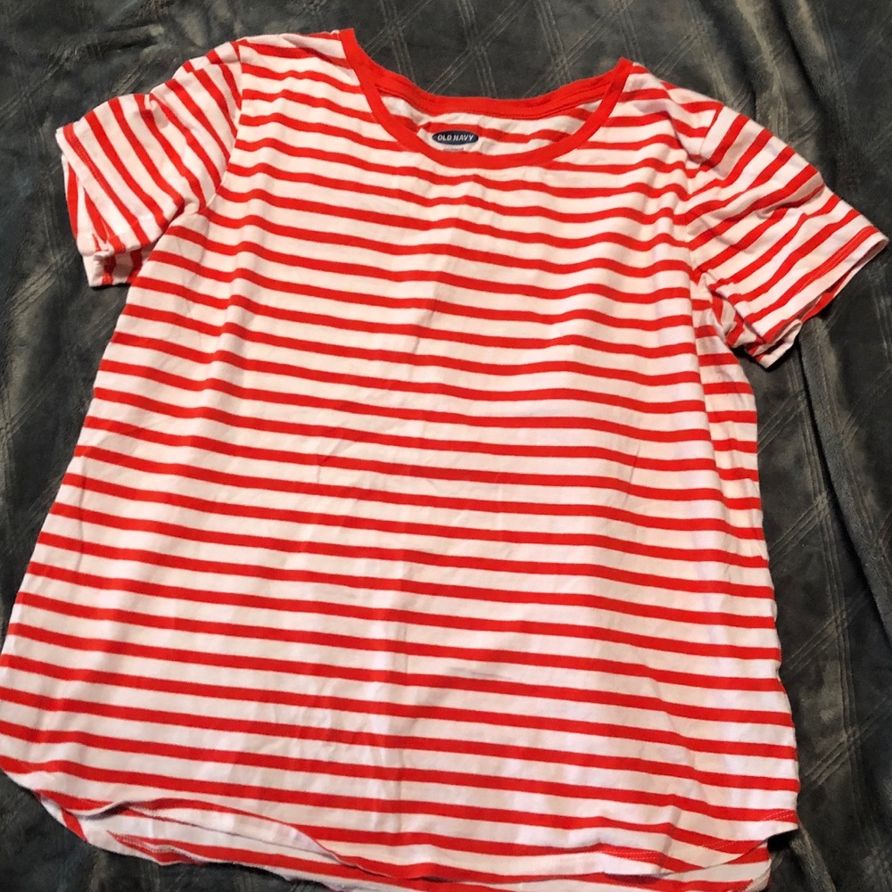 Old Navy Orange and White Striped T-Shirt